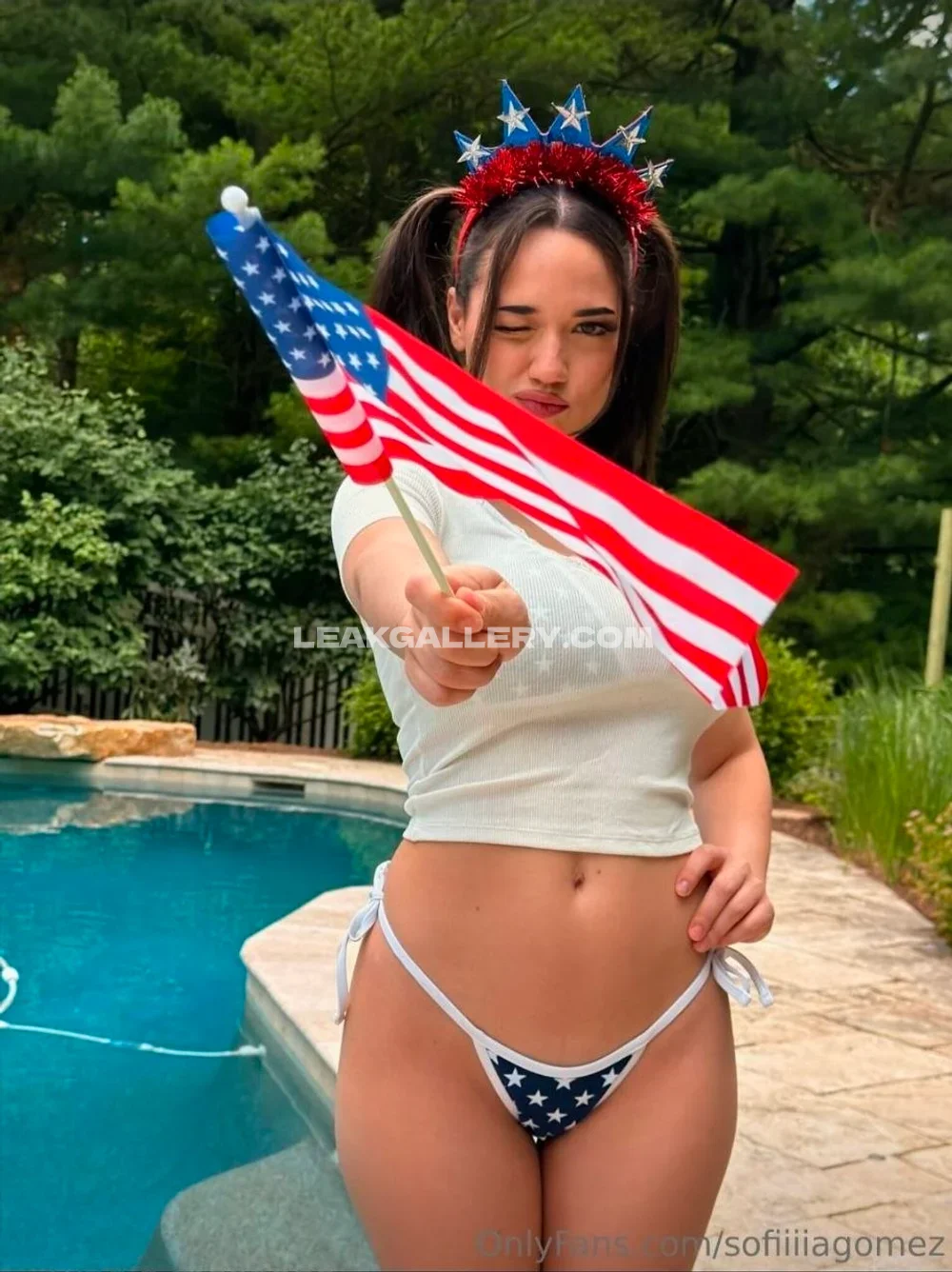 Sofia Gomez Patriotic Bikini Flag Pose OnlyFans Photo Leaked
