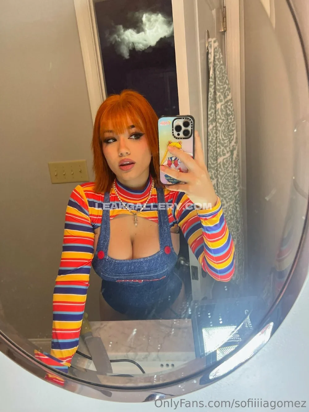 Sofia Gomez Striped Top Denim Overalls OnlyFans Photo Leaked