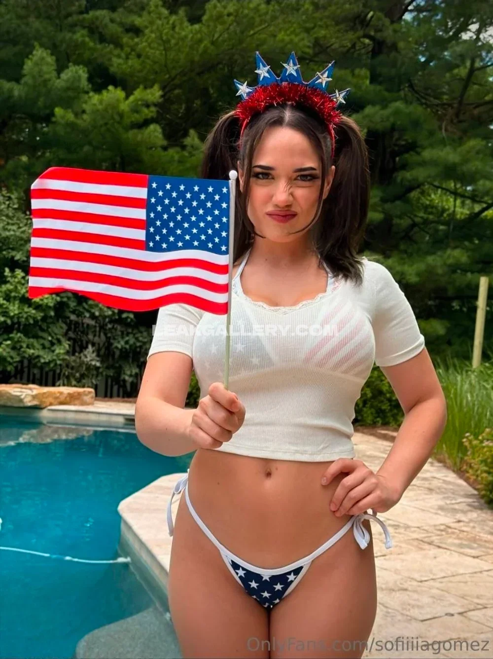 Sofia Gomez Patriotic Bikini Flag Pose OnlyFans Photo Leaked
