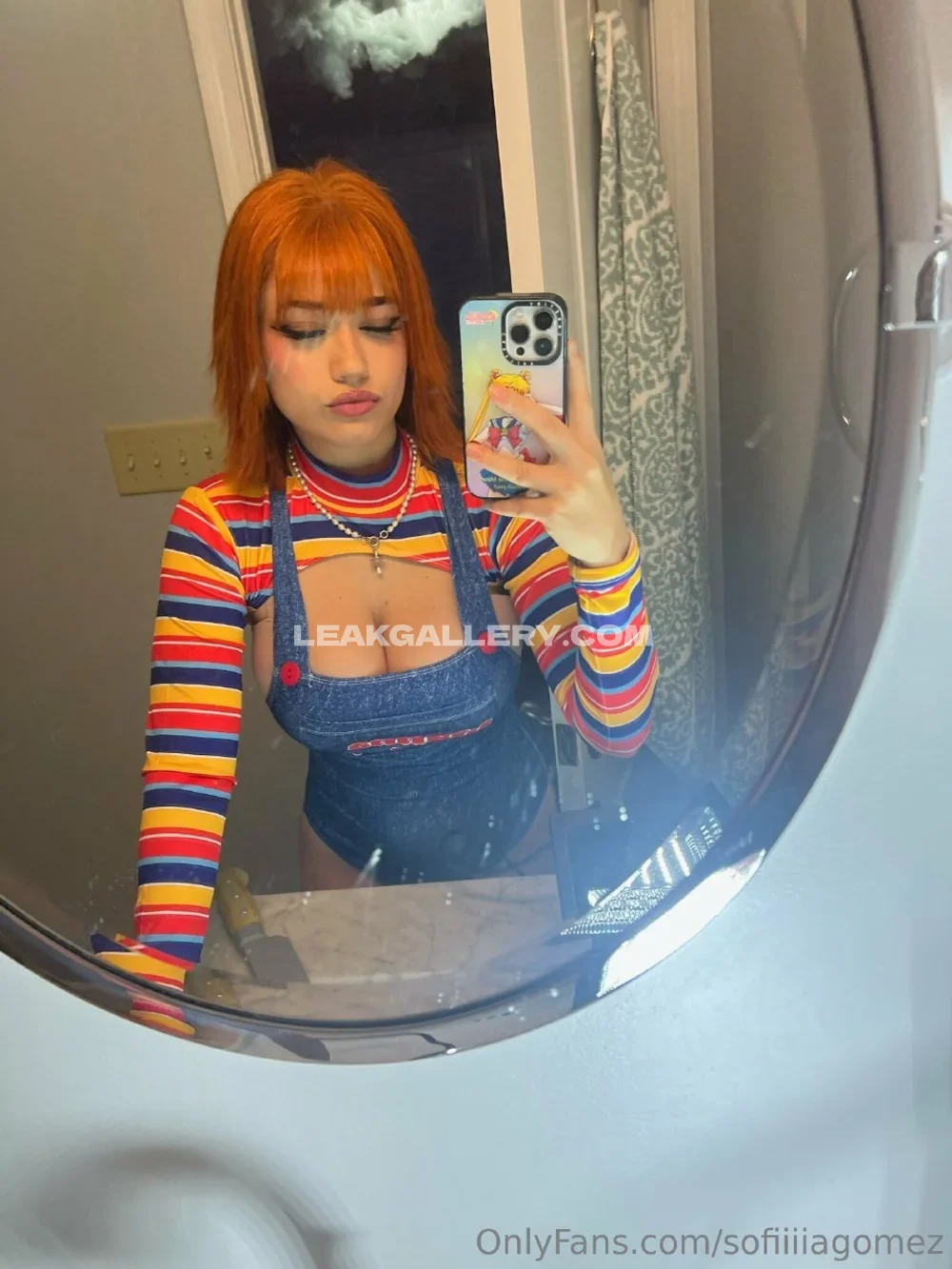 Sofia Gomez Striped Top Denim Overalls OnlyFans Photo Leaked
