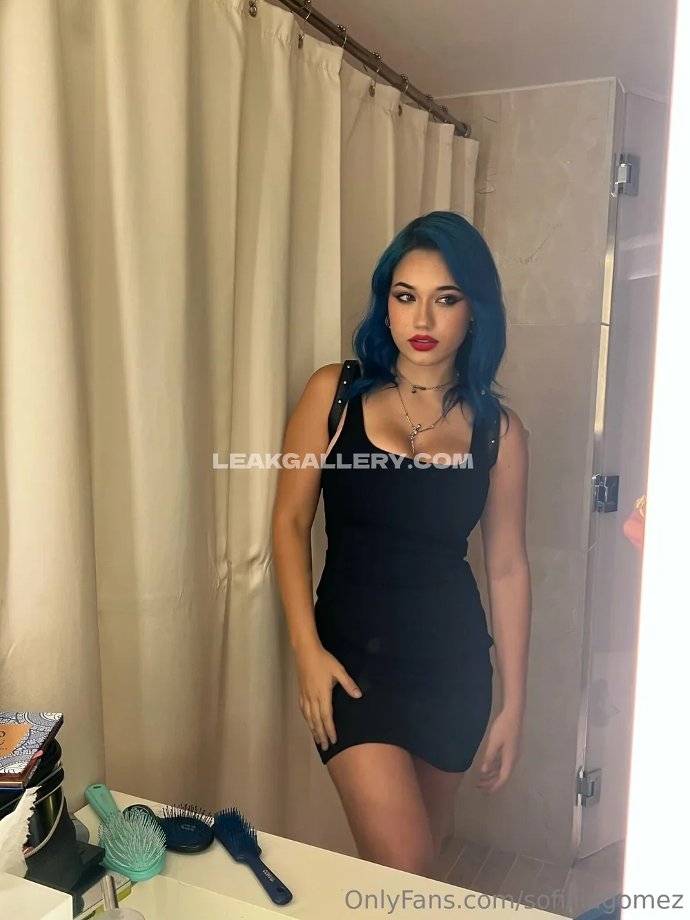 Sofia Gomez Black Dress Mirror Pose OnlyFans Photo Leaked