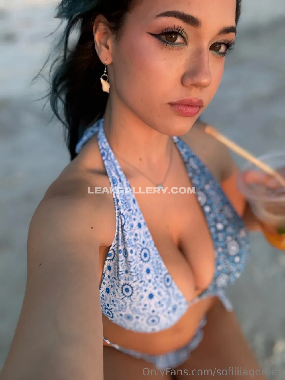 Sofia Gomez Blue Bikini Beach Selfie OnlyFans Photo Leaked