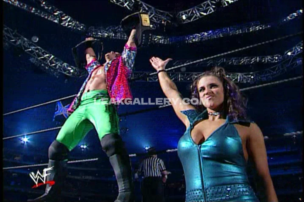 Stephanie_mcmahon Shiny Blue Bodysuit Pose OnlyFans Photo Leaked