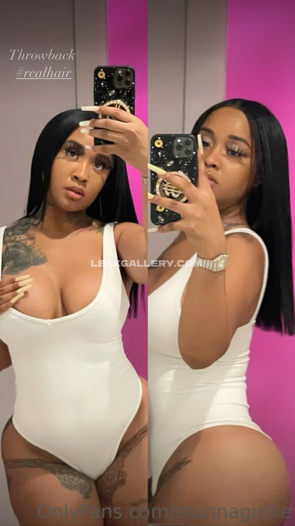 Stunnagirllie White Bodysuit Mirror Selfie OnlyFans Photo Leaked