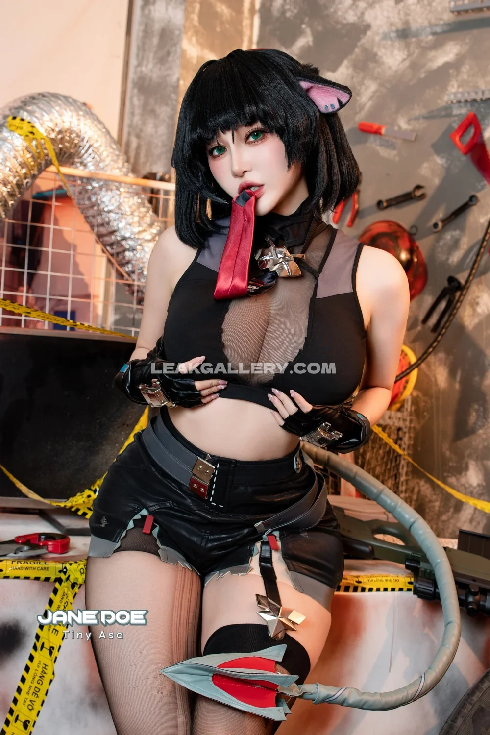 Tiny.asa Black Bodysuit Cat Ears OnlyFans Photo Leaked
