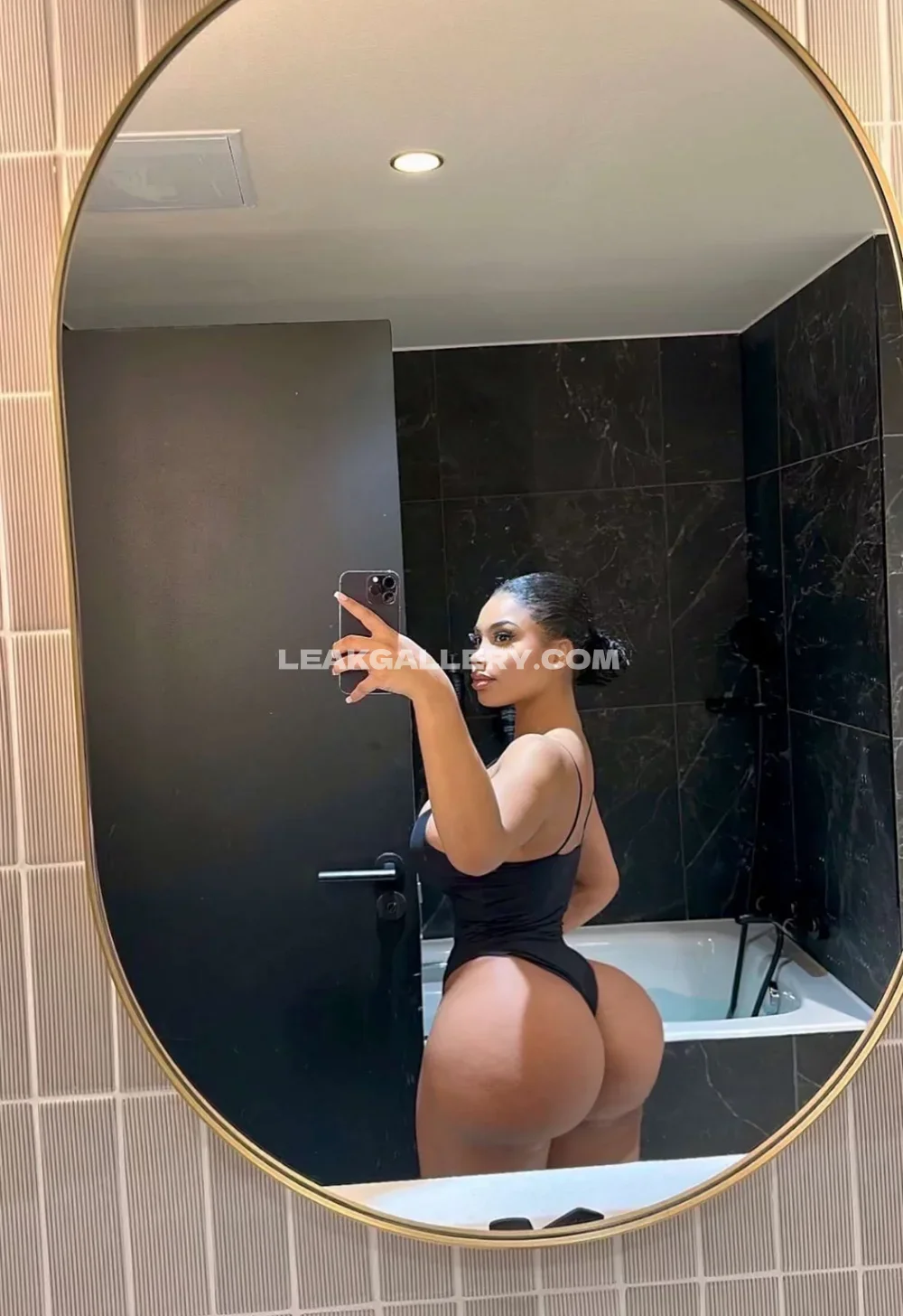 Tootatis Black Bodysuit Mirror Selfie OnlyFans Photo Leaked