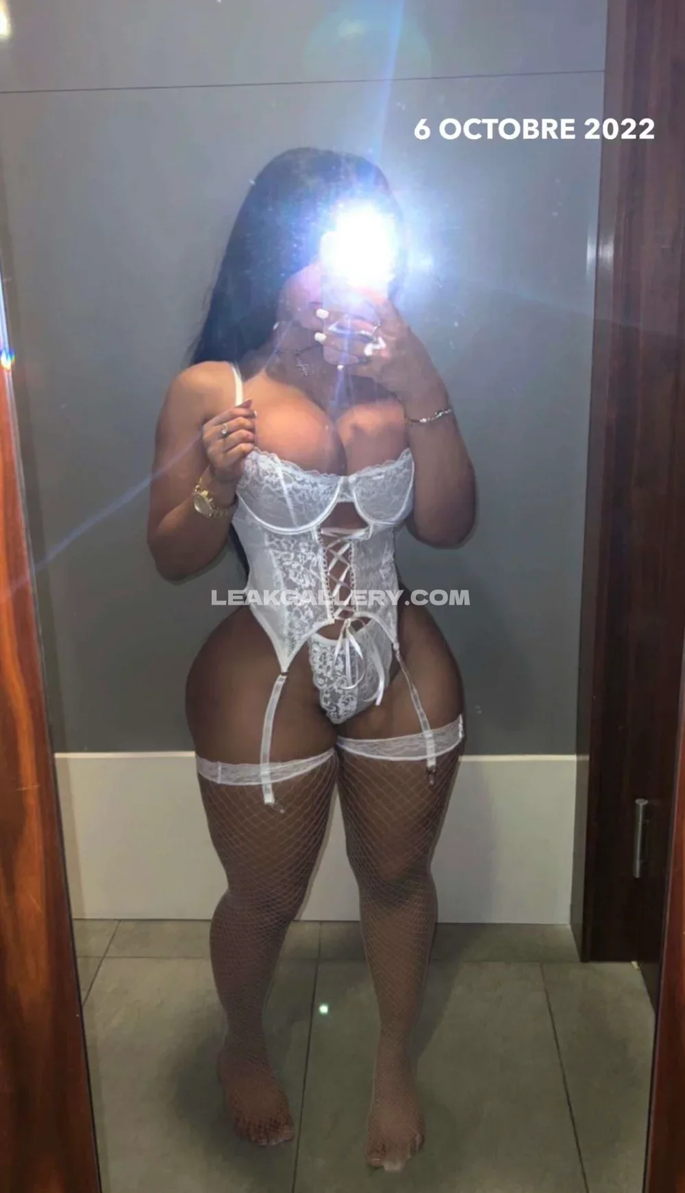 Tootatis White Lace Bodysuit Mirror Selfie OnlyFans Photo Leaked
