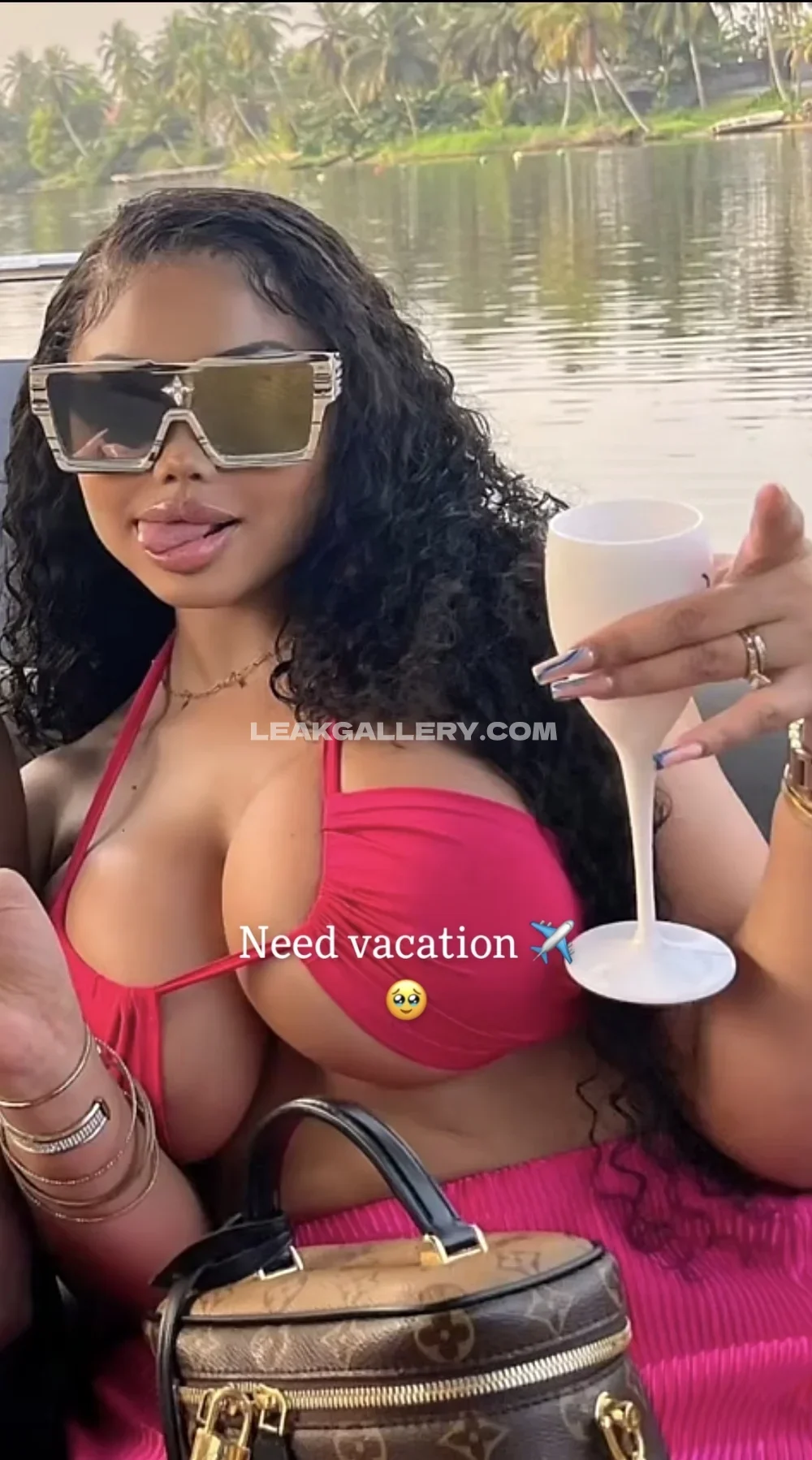 Tootatis Red Bikini Boating OnlyFans Photo Leaked