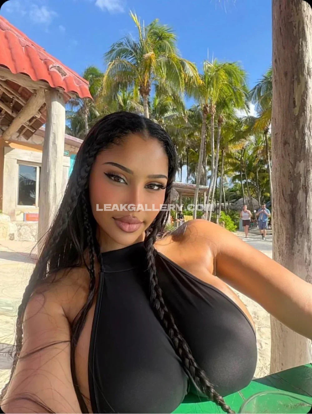 Tootatis Black Swimsuit Beach Selfie OnlyFans Photo Leaked