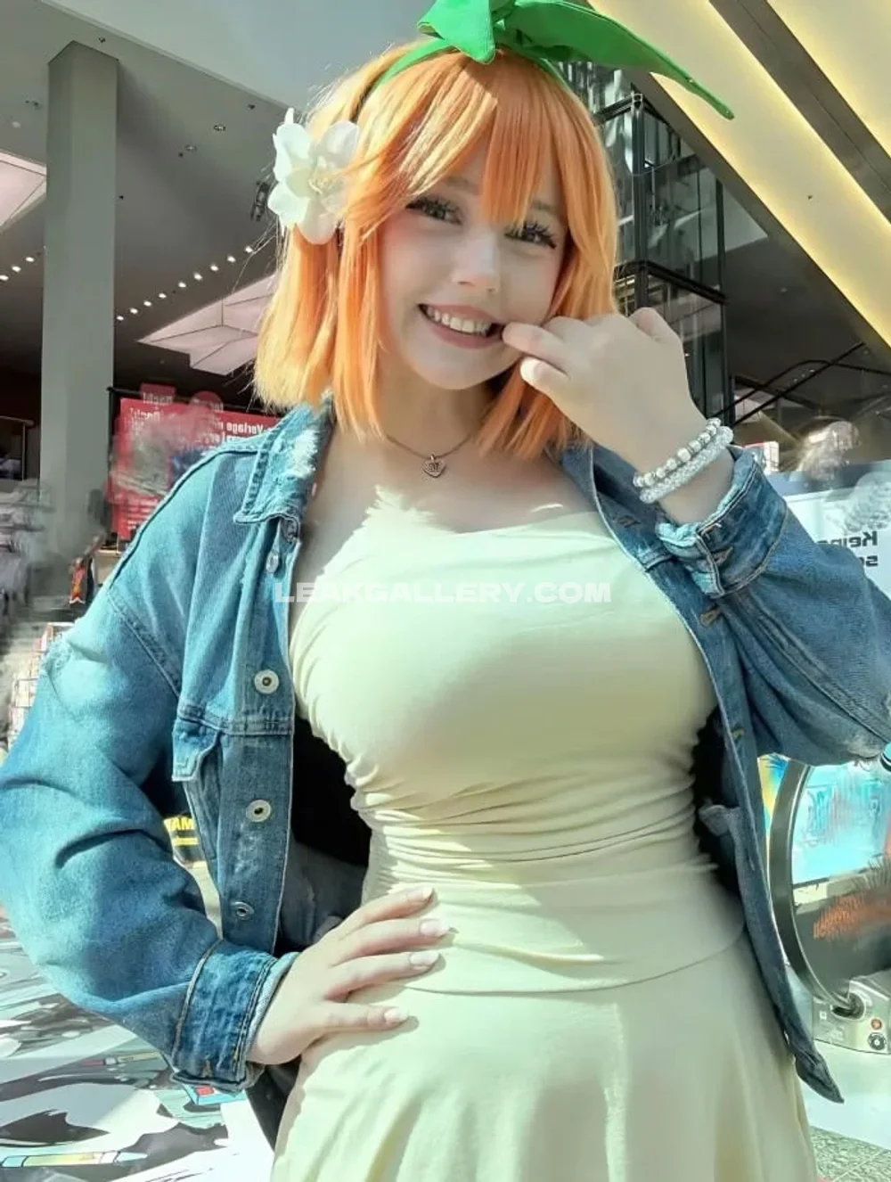 Upminaa Orange Wig Denim Jacket OnlyFans Photo Leaked