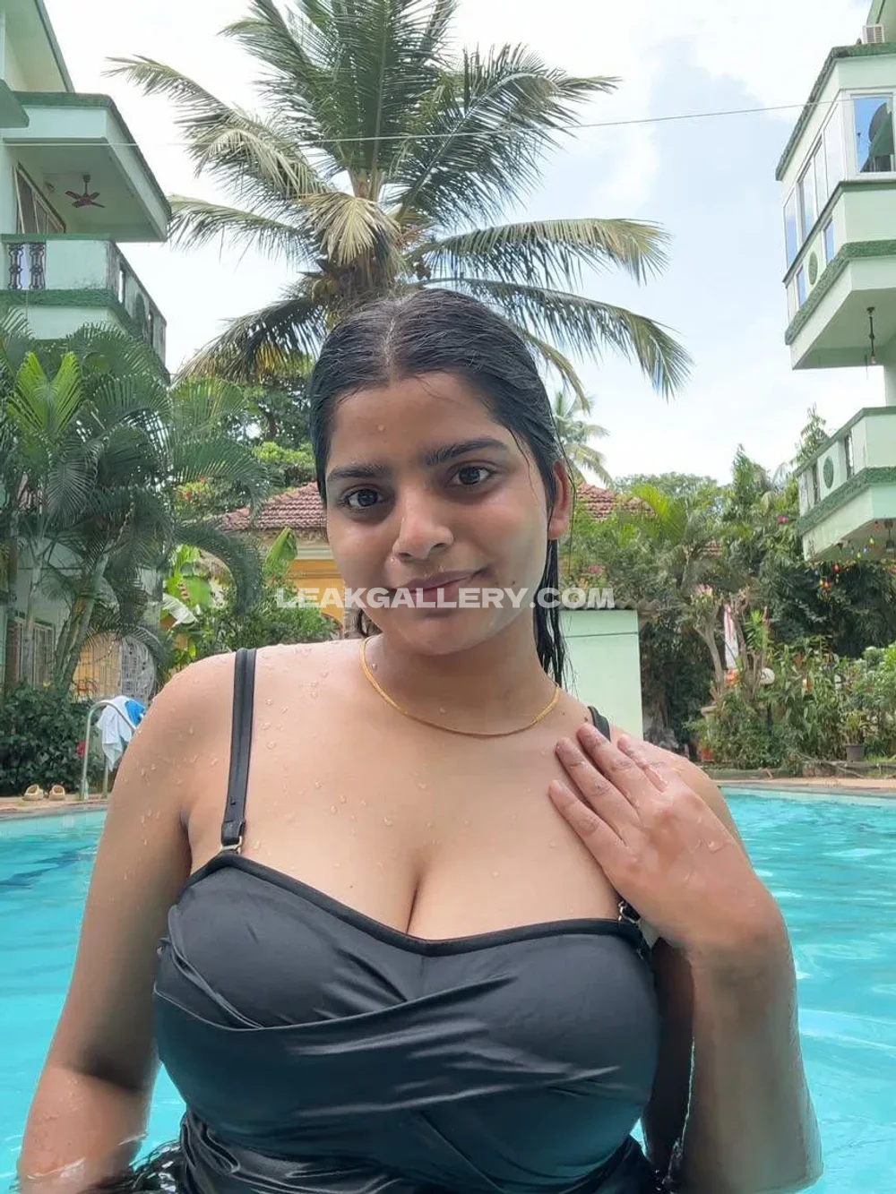 Yourstrulyanushkaa Poolside Black Swimsuit OnlyFans Photo Leaked