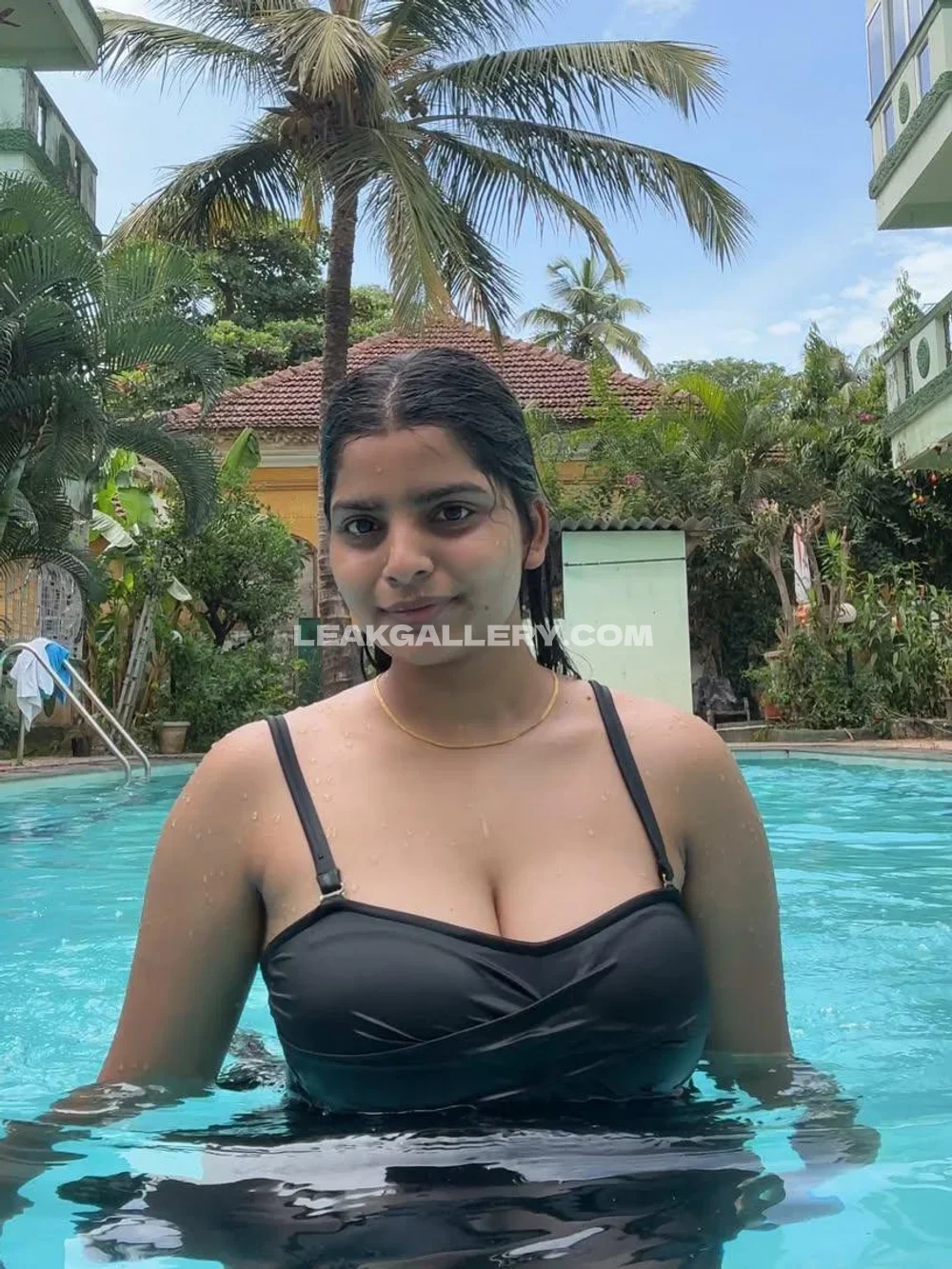 Yourstrulyanushkaa Poolside Black Swimsuit OnlyFans Photo Leaked