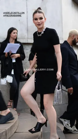 Adele_castillon Leggy Black Dress Strut OnlyFans Photo Leaked
