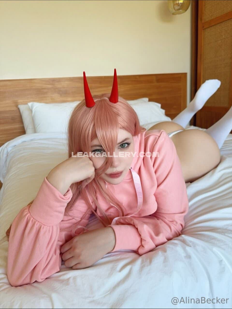 Alina Becker Pink Hoodie Devil Pose OnlyFans Photo Leaked