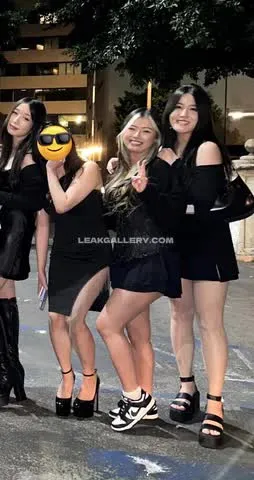 Angelsmimi Black Dress Group Pose OnlyFans Photo Leaked