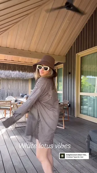 Ashleytisdale Black Swimsuit Under Striped Jacket OnlyFans Video Leaked