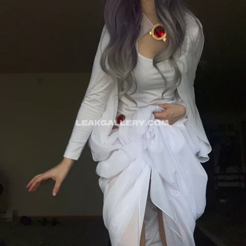 Awkspew_roo2 White Dress High Slit OnlyFans Photo Leaked