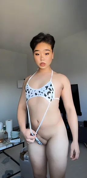 Ayanamimei Cow Print Thong Tease OnlyFans Video Leaked