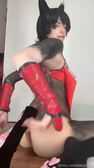 Bakafuwa Red Bodysuit Ass Play OnlyFans Video Leaked