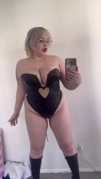 Bunnygorll Black Bodysuit Heart Cutout OnlyFans Video Leaked