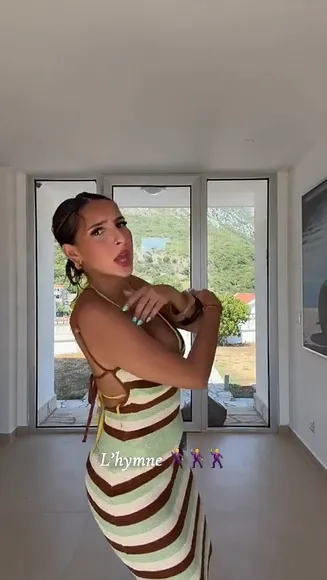 Camelia Striped Dress Tease OnlyFans Video Leaked