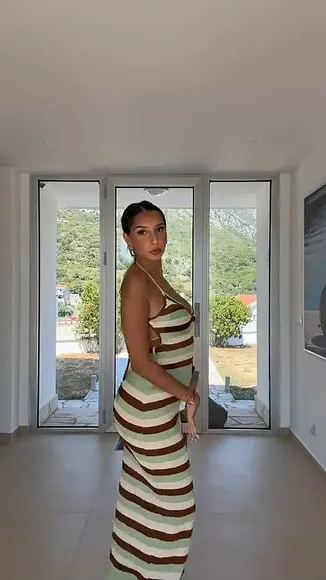Camelia Striped Bodysuit Tease OnlyFans Video Leaked
