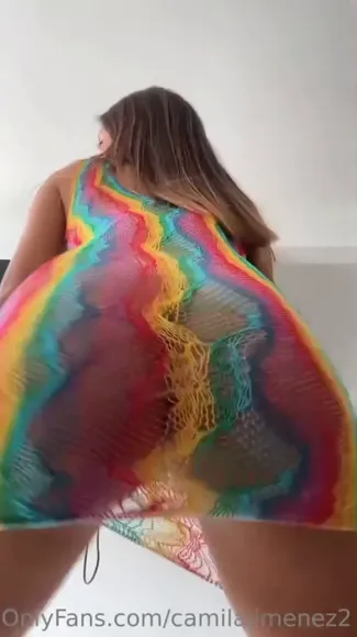 Camilajimenez2 Rainbow Mesh Dress Tease OnlyFans Video Leaked