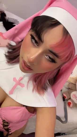 Cashbxnny Pink Nun Costume Tease OnlyFans Video Leaked