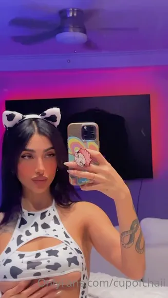 Cupofchaii Cow Print Topless Tease OnlyFans Video Leaked