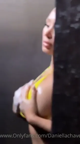 Daniella Chavez Yellow Bikini Shower Tease OnlyFans Video Leaked