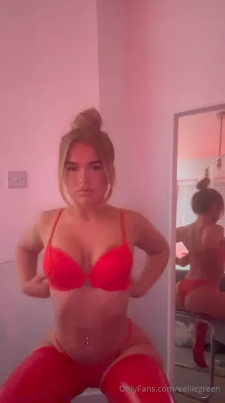 Eelliegreen Red Lingerie Strip Tease OnlyFans Video Leaked