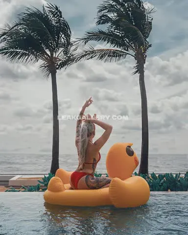 Farbenfuchs_ Red Bikini Duck Float OnlyFans Photo Leaked