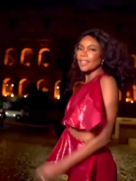 Gabunion Shiny Red Cutout Dress OnlyFans Video Leaked