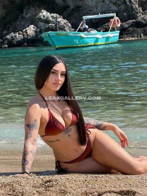 Gkougkouu Red Bikini Beach Pose OnlyFans Photo Leaked