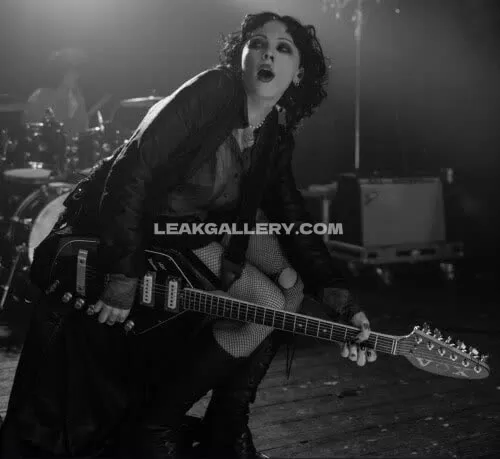 Heatherbarongracie Leather Jacket Guitar Pose OnlyFans Photo Leaked