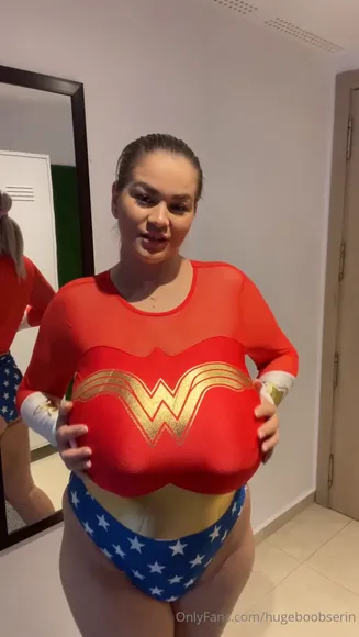 Hugeboobserin Red Bodysuit Boobs Squeeze OnlyFans Video Leaked