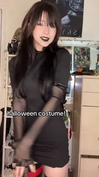 Iamb33s Black Dress With Striped Stockings OnlyFans Video Leaked