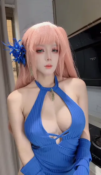 Jiu_yan Blue Halter Dress Tease OnlyFans Video Leaked