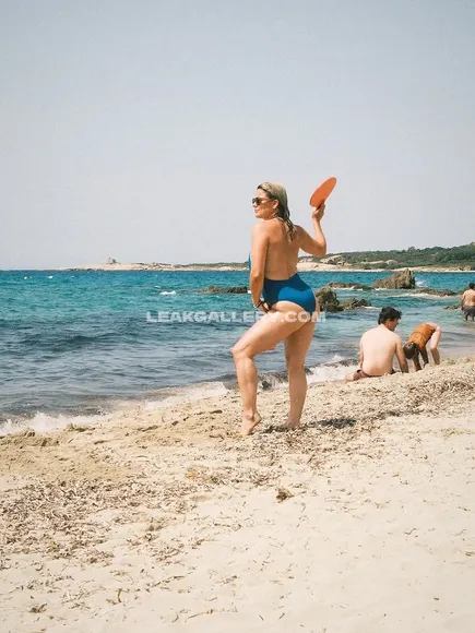 Laure_boulleau Blue Bikini Beach Pose OnlyFans Photo Leaked