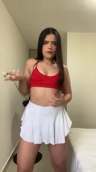 Leidyriascos_ Red Bra White Skirt OnlyFans Video Leaked