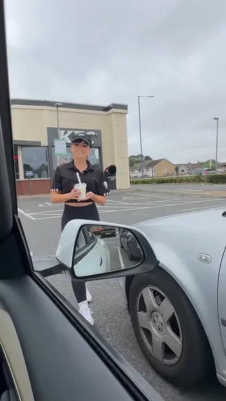 Littleleah100 Drive-Thru Uniform Tease OnlyFans Video Leaked