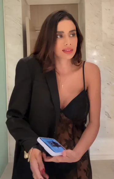 Nahyhidalgo7 Black Lace Bodysuit Tease OnlyFans Video Leaked