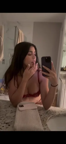 Noelleemily Red Lace Bra Tease OnlyFans Video Leaked