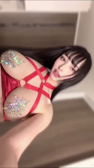 Onigiri43_ Red Strappy Bodysuit Tease OnlyFans Video Leaked