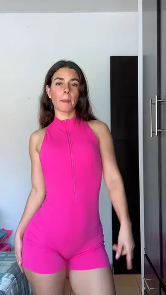Patricastillo93 Tight Pink Bodysuit Tease OnlyFans Video Leaked