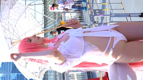 Peachmilky_ White Bikini With Lace Umbrella OnlyFans Video Leaked