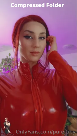 Pureruby87 Red Latex Jacket Tease OnlyFans Video Leaked