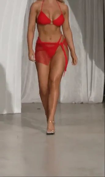 Shaynaholt Red Fishnet Bikini Strut OnlyFans Video Leaked