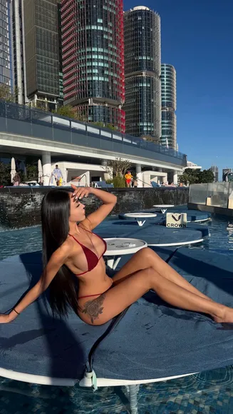 Stephchoi Red Bikini Poolside Pose OnlyFans Video Leaked