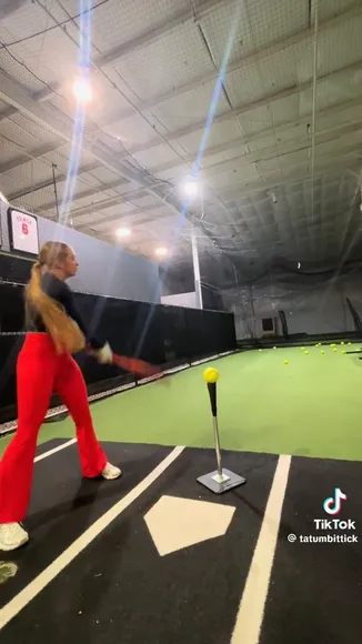 Tatumbittick Red Pants Batting Stance OnlyFans Video Leaked